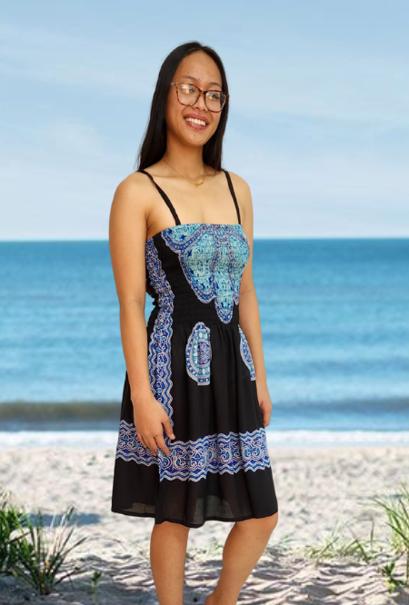 Anna Shirring Ladies Sun Dress | Tropical Summer Clothing Australia