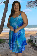 Jackie Sequin & Embroidery, Cool Plus Size Summer Dress, Royal Turquoise, From Tropical Summer Clothing Shop in Australia Cairns