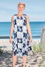 Ella swing dress, sleeveless summer dress, color sea shells navy
