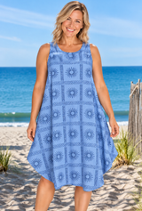 Ella swing dress, sleeveless summer dress, color Sun Turquoise