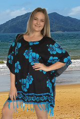 Ladies Hibiscus, Fringe top, Buy women's tropical summer tops  turquoise