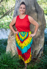 Daphne Ladies Long Flowy Summer Skirt, Easy Fit, Light Rayon Material, Cool & Comfortable, Tye Dye Print, From Tropical Summer Clothing Store in Cairns, Australia