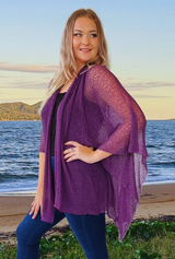 Susan ladies knit jacket for slighly cooler weather color purple