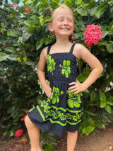 Emma  Kids Shirring Dress Hibiscus SB5011