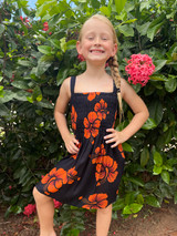 Emma  Kids Shirring Dress Hibiscus SB5011