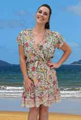 Jessica Ladies Summer Wrap Dress, Rayon, Cool & Comfortable, Vacation Wear, Boho white, From Tropical Summer Clothing in Cairns, Australia