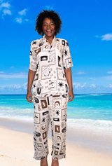 Adele ladies long pants and shirt set, print sun eye. Buy from Australia
