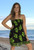 Debbie Ladies Shirring Dress - summer dress from breathable light fabric colour Lime Hibiscus
