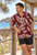 Men's Hawaiian shirt Palm Leaf print maroon