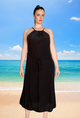 Tia Ladies sleeveless long maxi summer dress black SB1023