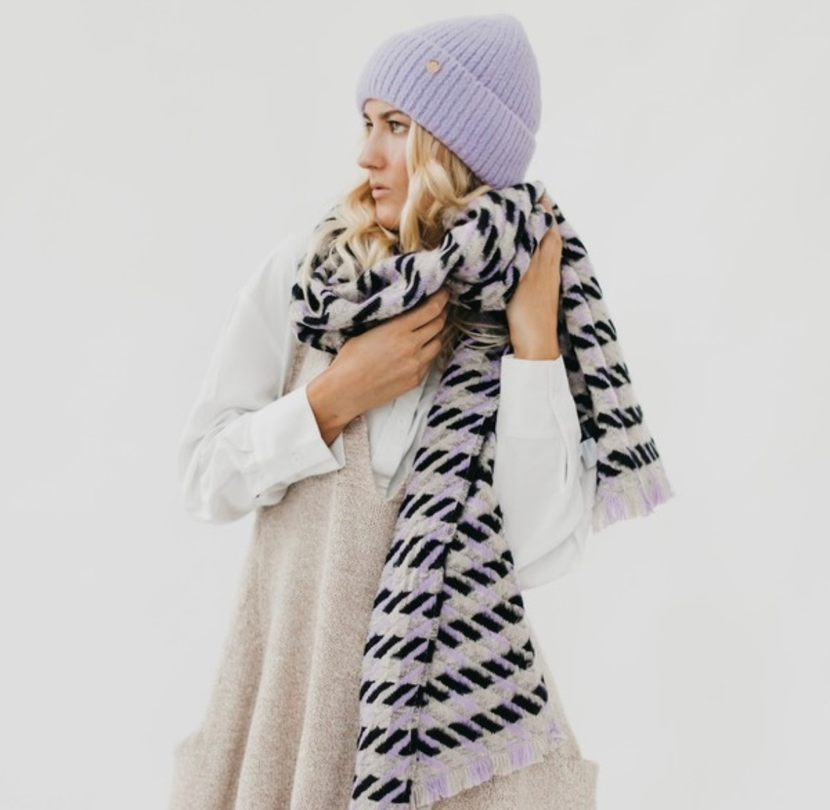 Purple Houndstooth Scarf