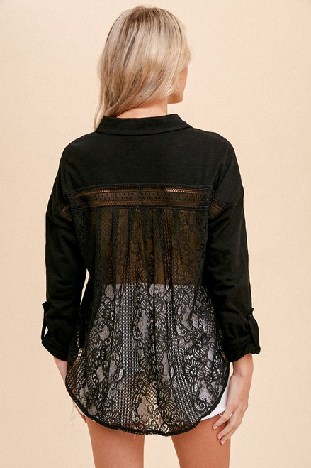 Betty Lace Back Button Down