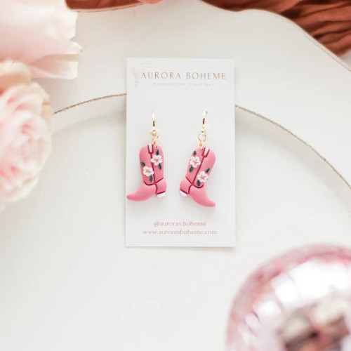 Pink Boots Earrings