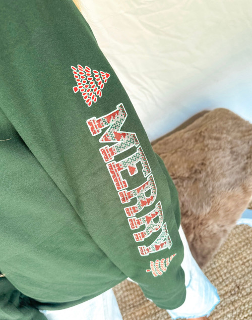 Merry Christmas Printed Sleeve Sweatshirt