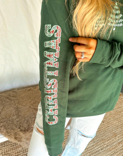 Merry Christmas Printed Sleeve Sweatshirt