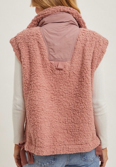 Oversized Faux Fur Vest - Blush