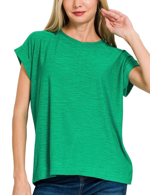 Cuffed Sleeve Tee - Kelly Green