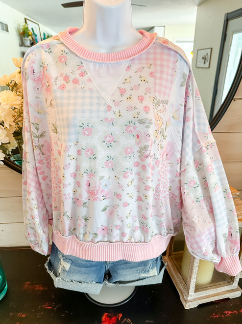Blushing Patchwork Pullover