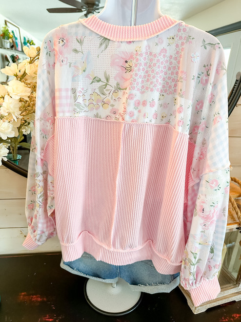 Blushing Patchwork Pullover