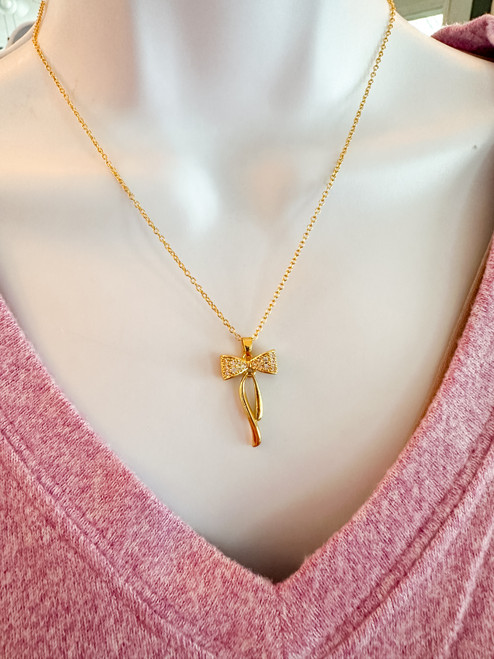 Gold Bow Necklace