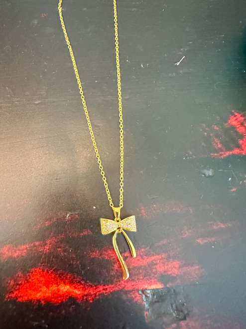 Gold Bow Necklace