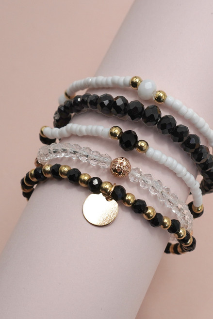 Black Beaded Bracelet Set