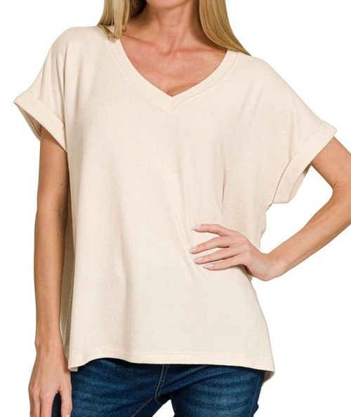 So Soft V-Neck Tee - Cream