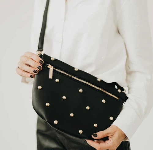 Gold Studded Bum Bag - Black