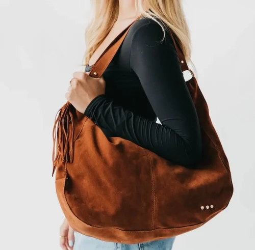 Chocolate Suede Hobo Bag