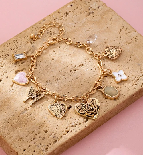 Hearts & Flowers Charm Bracelet