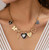 Checkered Hearts Charm Necklace