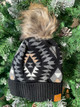 Winter Hat - Black Aztec