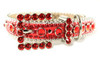 BB Simon Red Leather Swarovski Crystals Dog Collar