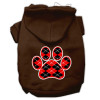 Argyle Paw Red Screen Print Pet Hoodies 