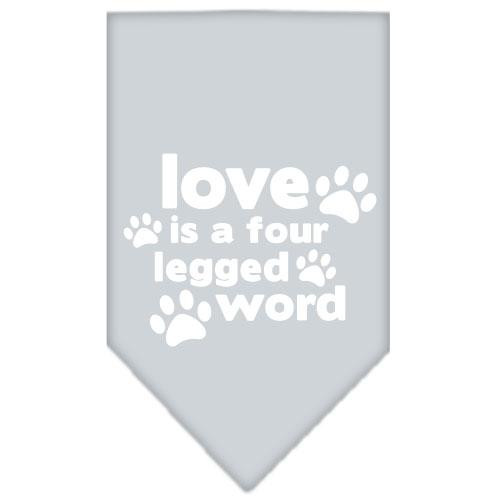 Love Is A Four Leg Word Screen Print Bandana Grey Large