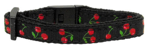 Cherries Nylon Collar Black  Cat Safety - 125-010 CTBK