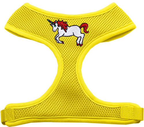 Unicorn Embroidered Soft Mesh Harness Yellow Small
