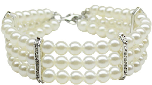 Three Row Pearl Necklace White Lg (12-14)