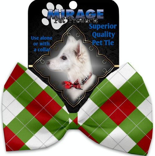 Christmas Argyle Pet Bow Tie
