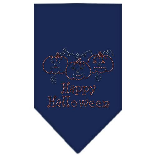 Happy Halloween Rhinestone Bandana Navy Blue Small