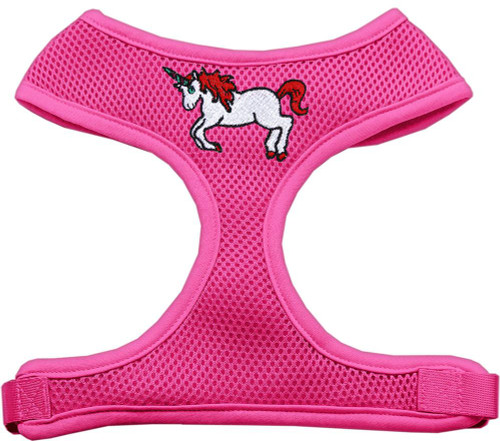 Unicorn Embroidered Soft Mesh Harness Pink Extra Large