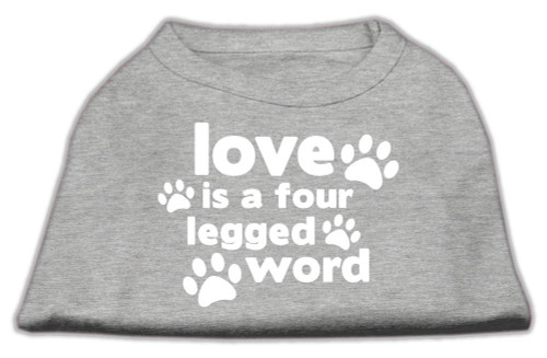 Love Is A Four Leg Word Screen Print Shirt Grey Lg (14)