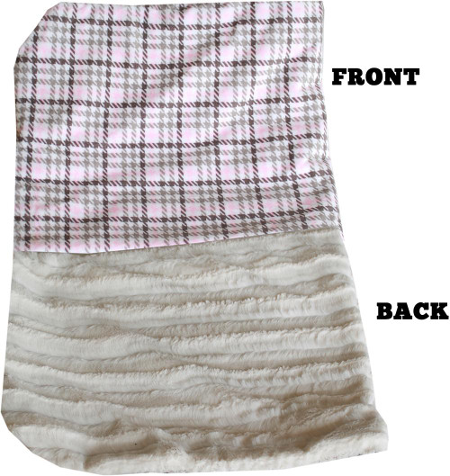 Luxurious Plush Big Baby Blanket Pink Plaid