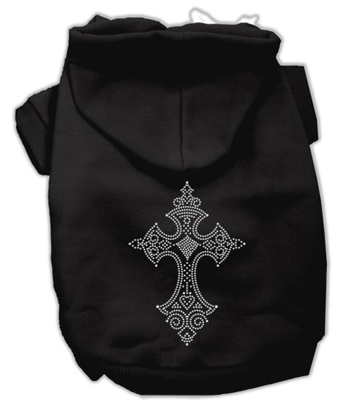 Rhinestone Cross Hoodies Black Xs (8)