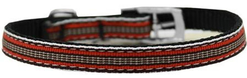 Preppy Stripes Nylon Dog Collar With Classic Buckles 3/8" Orange/khaki Size 8