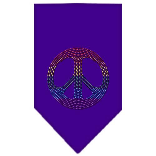 Rainbow Peace Sign Rhinestone Bandana Purple Large