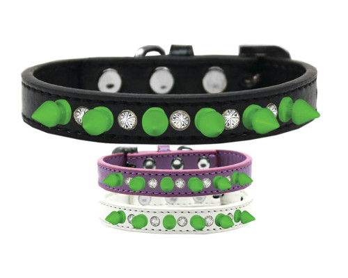 Crystal And Neon Green Spikes Dog Collar