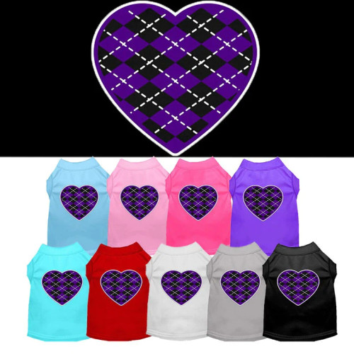 Argyle Heart Purple Screen Print Shirt 