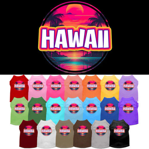 Hawaii Neon Beach Sunset Screen Print Shirt