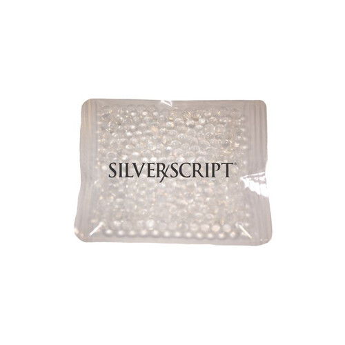 Custom 4.5" x 4.5" clear gel bead cold pack with custom branding - reusable promotional cold therapy pack made in USA